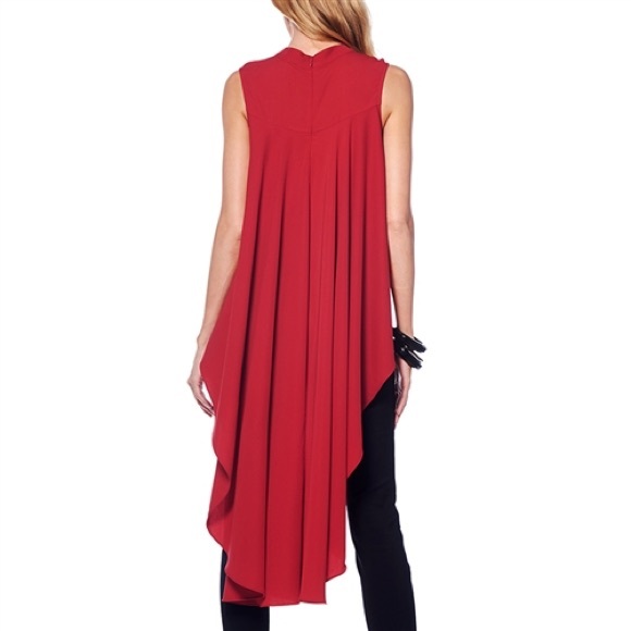 Mock Neck High - Low Sleeveless Blouse - Picture 2 of 4